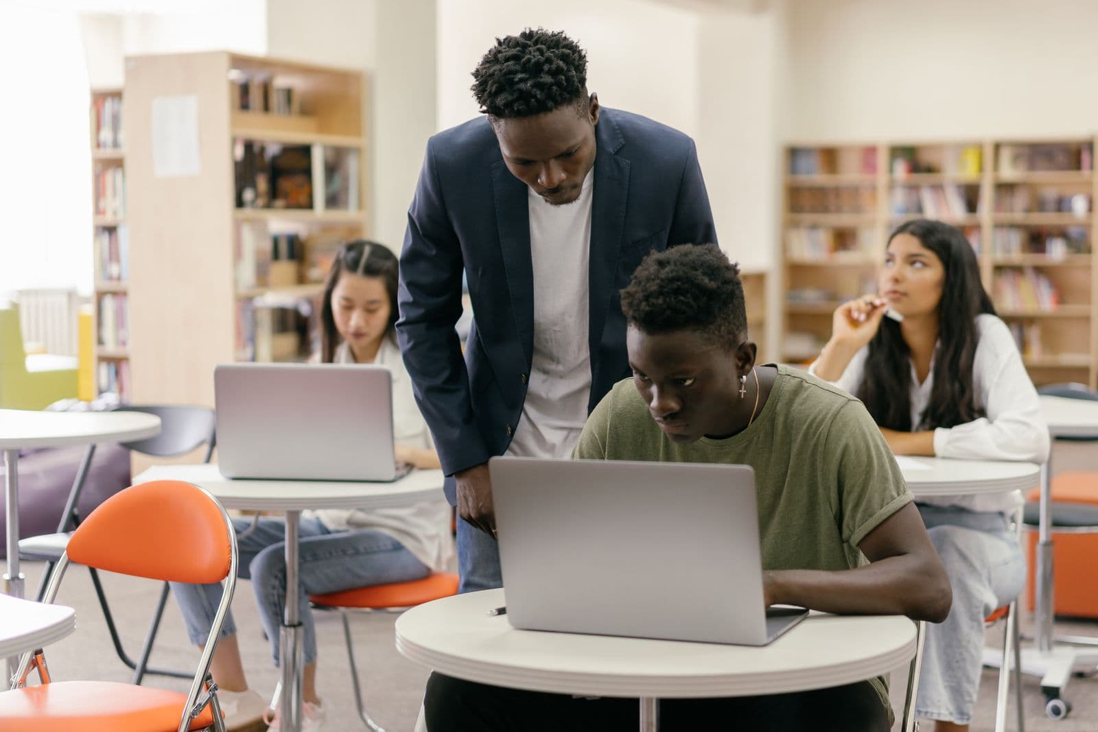 Diverse students attending class together in a modern RankUp classroom